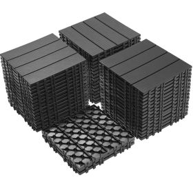 Plastic Interlocking Deck Tiles, 11.8"x11.8"(Pack of 44), Patio Flooring Outdoor Waterproof All Weather Use for Garden Poolside Front/Back Yard
