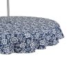 Outdoor Patio Table Decor Tablecloth with Zipper 60 Inch Round - As pic show - Style A