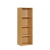 4-Shelf Wood Bookcase - Beech
