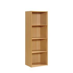 4-Shelf Wood Bookcase - Beech