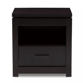 Bienna Modern and Contemporary Finished 1 Drawer Nightstand Dark Brown - Dark Brown