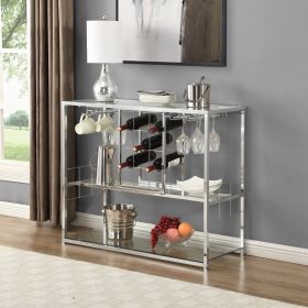 Contemporary Chrome Wine Rack Silver Modern Glass Metal Frame Wine Storage RT - as pic