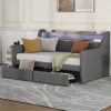 Twin Size Daybed with Storage Drawers, Upholstered Daybed with Charging Station and LED Lights, Gray (Expect arrive date: Jan 18th, 2024) - as Pic