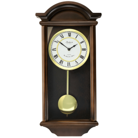 Bedford Clock Collection George 22 inch Chestnut Brown Wood Chiming Vintage Pendulum Wall Clock - Bedford Clocks