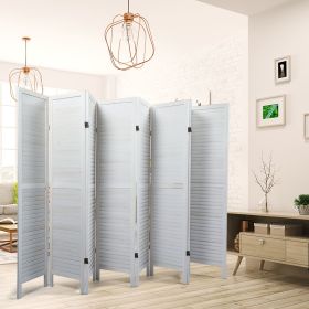 Sycamore wood 8 Panel Screen Folding Louvered Room Divider - Old white - as Pic