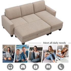 Reversible Sectional Couch with Storage Chaise L-Shaped Sofa for Apartment Sectional Set ,Sectional Sofa with Ottoman