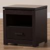 Bienna Modern and Contemporary Finished 1 Drawer Nightstand Dark Brown - Dark Brown