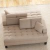 Deep Tufted Upholstered Textured Fabric 2 pieces Chaise Lounge set,2 Toss Pillow included,Living room Bedroom Use,Warm Gray - Gray