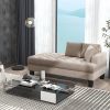64" Deep Tufted Upholstered Textured Fabric Chaise Lounge,Toss Pillow included,Living room Bedroom Use,Warm Gray - Gray