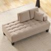 Deep Tufted Upholstered Textured Fabric 2 pieces Chaise Lounge set,2 Toss Pillow included,Living room Bedroom Use,Warm Gray - Gray