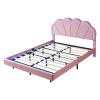 2-Pieces Bedroom Sets,Queen Size Upholstered LED Platform Bed with Storage Ottoman-Velvet - Pink