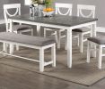 Dining Room Furniture White 6pc Dining Set Table 4 Side Chairs and A Bench Rubberwood MDF - as Pic