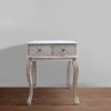 2 Drawer Mango Wood Console Table with Floral Carved Front, Brown and White - as Pic
