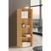 4-Shelf Wood Bookcase - Beech