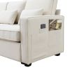 104" 4-Seater Modern Linen Fabric Sofa with Armrest Pockets and 4 Pillows,Minimalist Style Couch for Living Room, Apartment, Office,3 Colors  - Beige