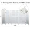 Sycamore wood 8 Panel Screen Folding Louvered Room Divider - Old white - as Pic