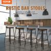 VEVOR Rustic Bar Stools Counter Height Round Bar Chairs with Backrest 29" 2 Set - Default
