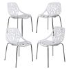 Modern Set of 4 Birds Nest Dining Side Chairs, Stackable Chairs with NonSlip Foot Pads for Indoor and Outdoor, White Silver - as Pic