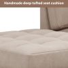 64" Deep Tufted Upholstered Textured Fabric Chaise Lounge,Toss Pillow included,Living room Bedroom Use,Warm Gray - Gray