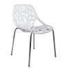 Modern Set of 4 Birds Nest Dining Side Chairs, Stackable Chairs with NonSlip Foot Pads for Indoor and Outdoor, White Silver - as Pic