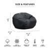 Classic Bean Bag Chair, Black Smartmax, Durable Polyester Nylon Blend, 2 feet Round - Black