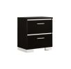 Contemporary 1pc Nightstand Black Color High Gloss Lacquer Coating Chrome Handles and Feet Bedside Table w USB Charger Bedroom Furniture - as Pic