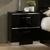 Contemporary 1pc Nightstand Black Color High Gloss Lacquer Coating Chrome Handles and Feet Bedside Table w USB Charger Bedroom Furniture - as Pic