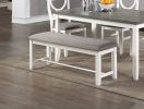 Dining Room Furniture White 6pc Dining Set Table 4 Side Chairs and A Bench Rubberwood MDF - as Pic