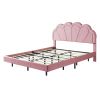 2-Pieces Bedroom Sets,Queen Size Upholstered LED Platform Bed with Storage Ottoman-Velvet - Pink