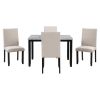 Faux Marble 5-Piece Dining Set Table with 4 Thicken Cushion Dining Chairs Home Furniture, White/Beige+Black - White