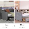 Twin Size Daybed with Storage Drawers, Upholstered Daybed with Charging Station and LED Lights, Gray (Expect arrive date: Jan 18th, 2024) - as Pic