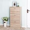 3-Drawer Shoe Storage Cabinet, 3-Tier Wood Shoe Rack Storage Organizer for Entryway - as Pic
