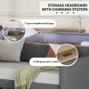 Twin Size Daybed with Storage Drawers, Upholstered Daybed with Charging Station and LED Lights, Gray (Expect arrive date: Jan 18th, 2024) - as Pic